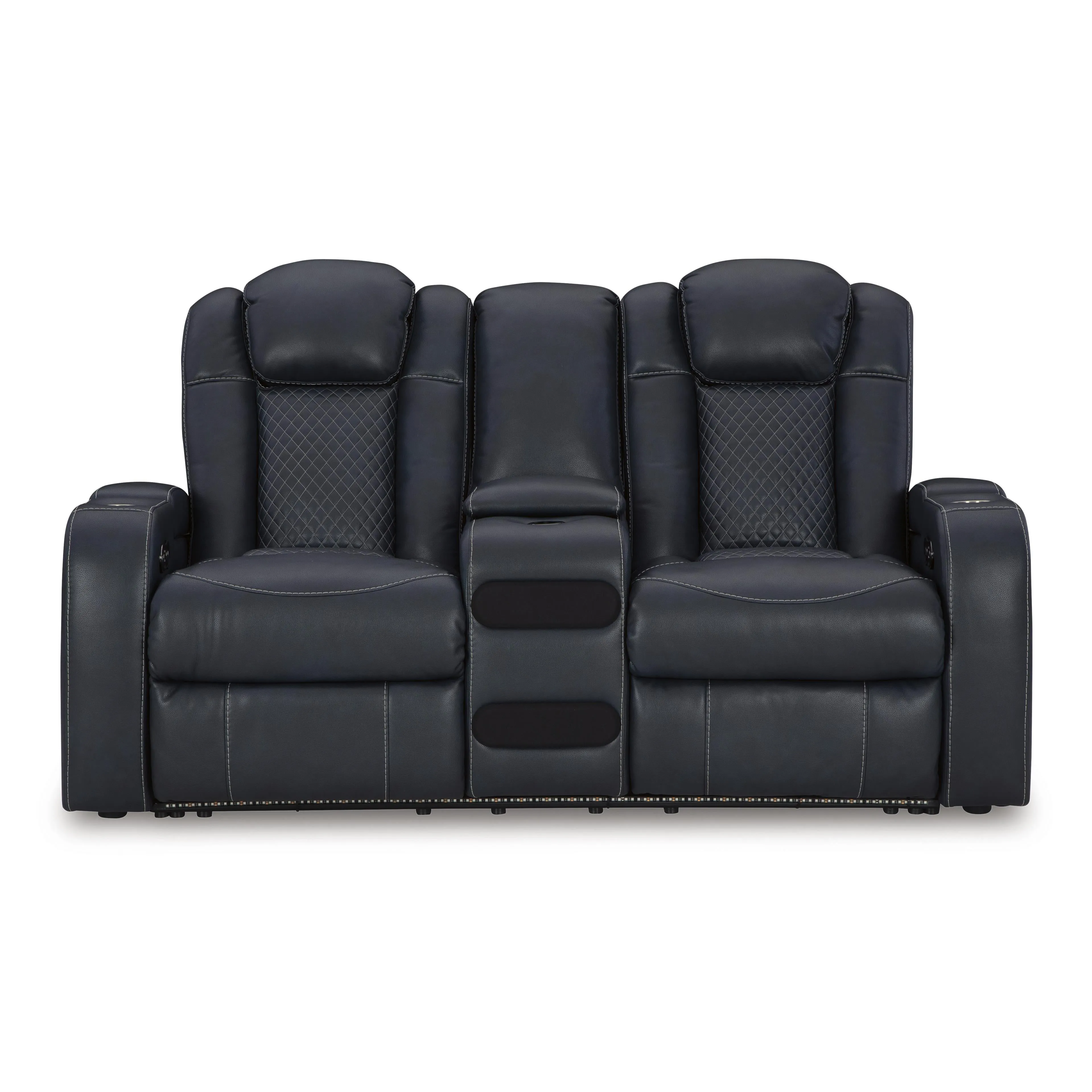 Signature Design by Ashley Fyne-Dyme Power Reclining Leather Look Loveseat with Console 3660318
