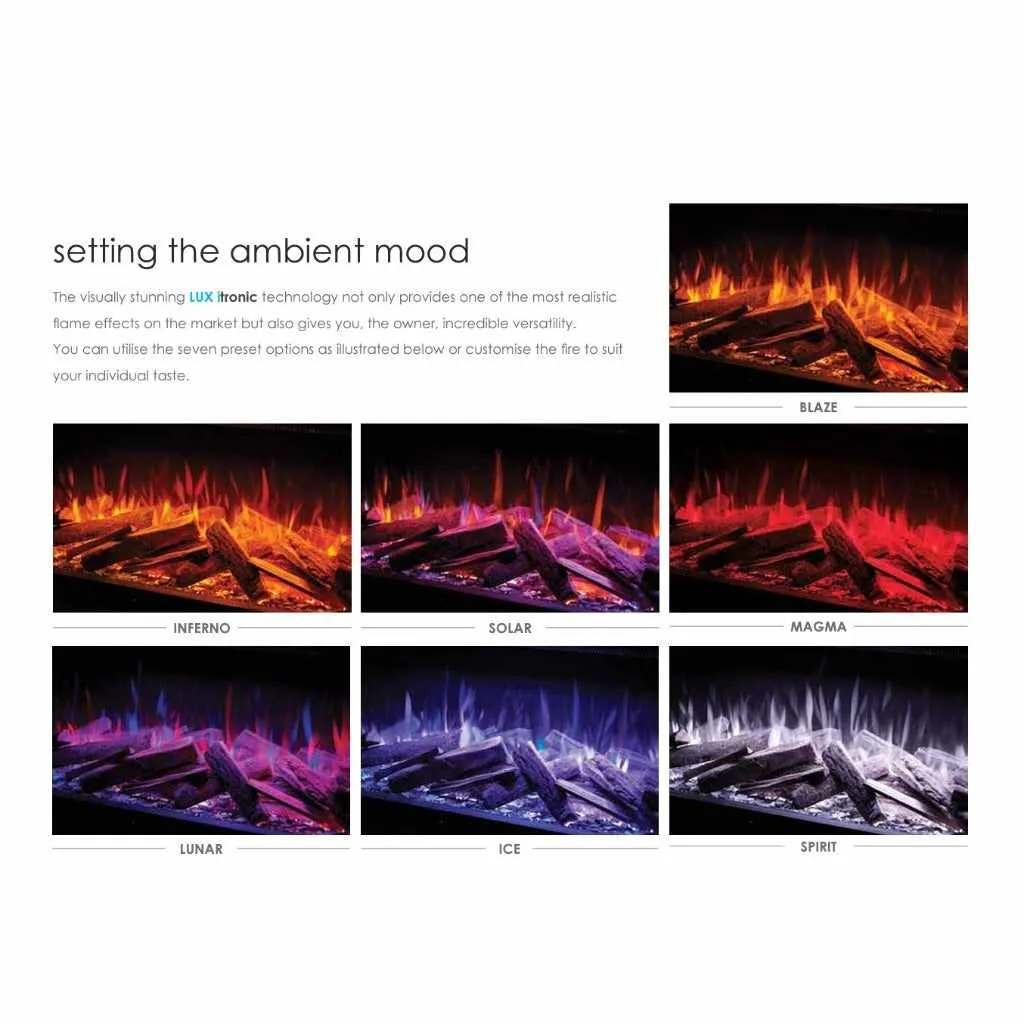 Solution Fires LUX 125 HD 1250MM Panoramic Electric Fire - 1/2/3 Sided Media Wall Electric Fire