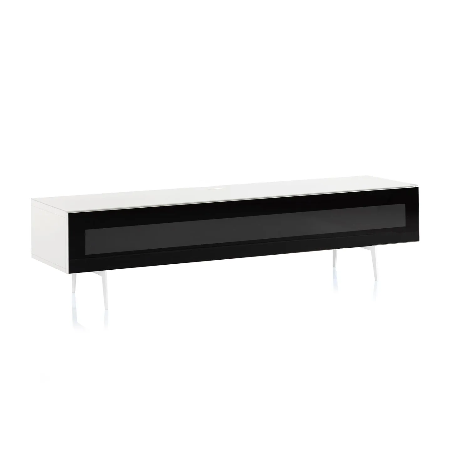 Sonorous Studio ST360 Modern TV Stand w/ Spike Legs for TVs up to 75" - White / Black Glass Cover