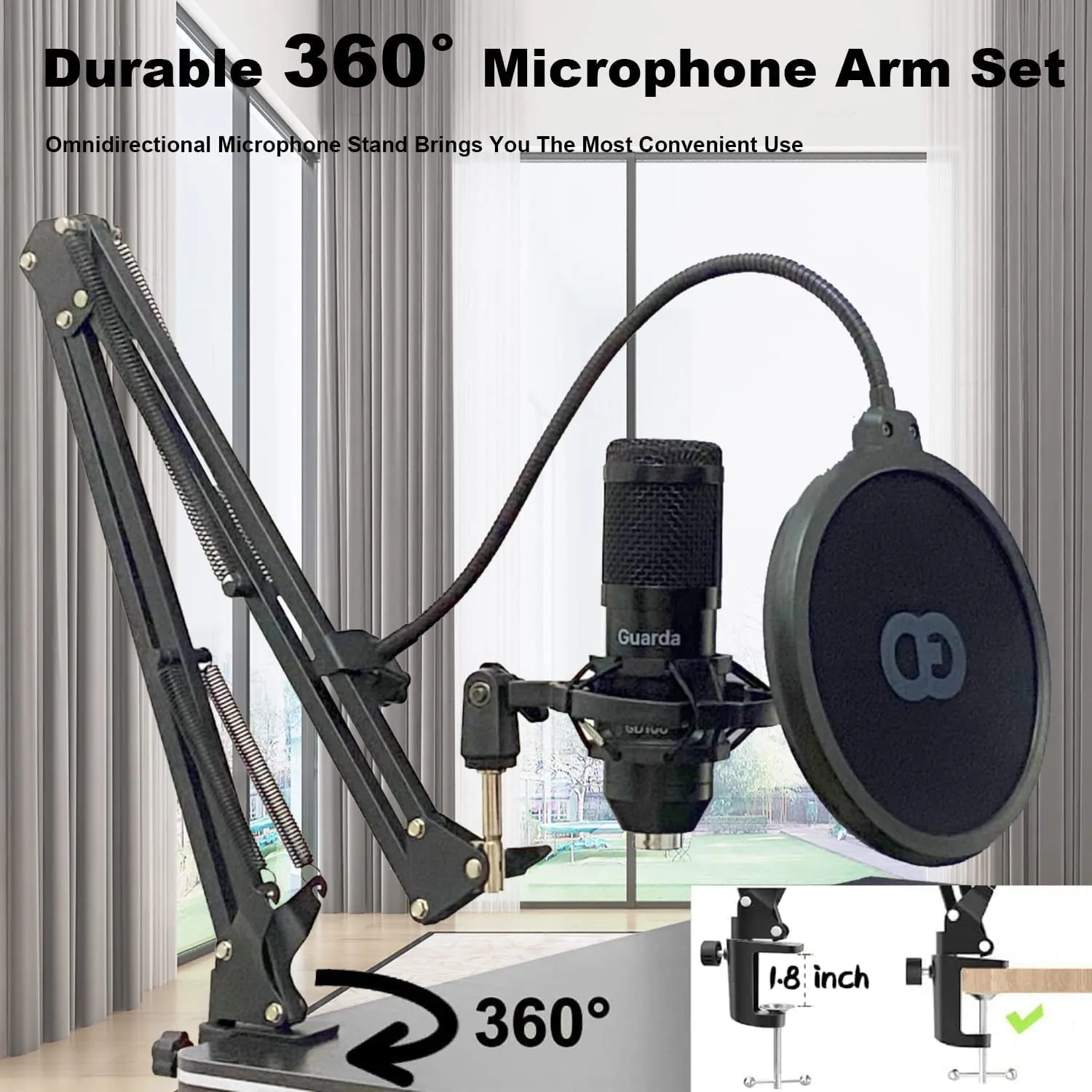 Studio Condenser USB Microphone Arm Stand