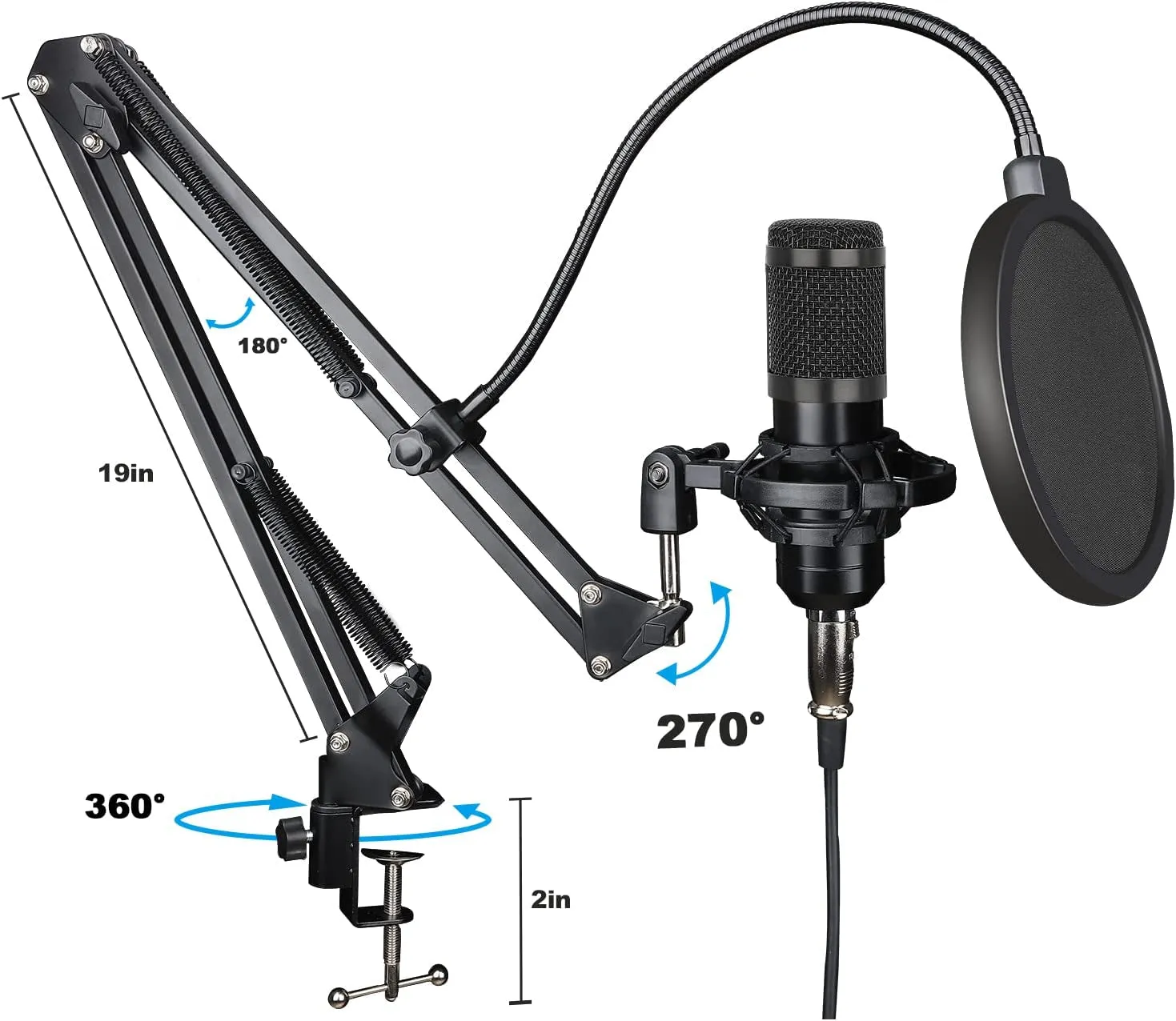 Studio Condenser USB Microphone Arm Stand