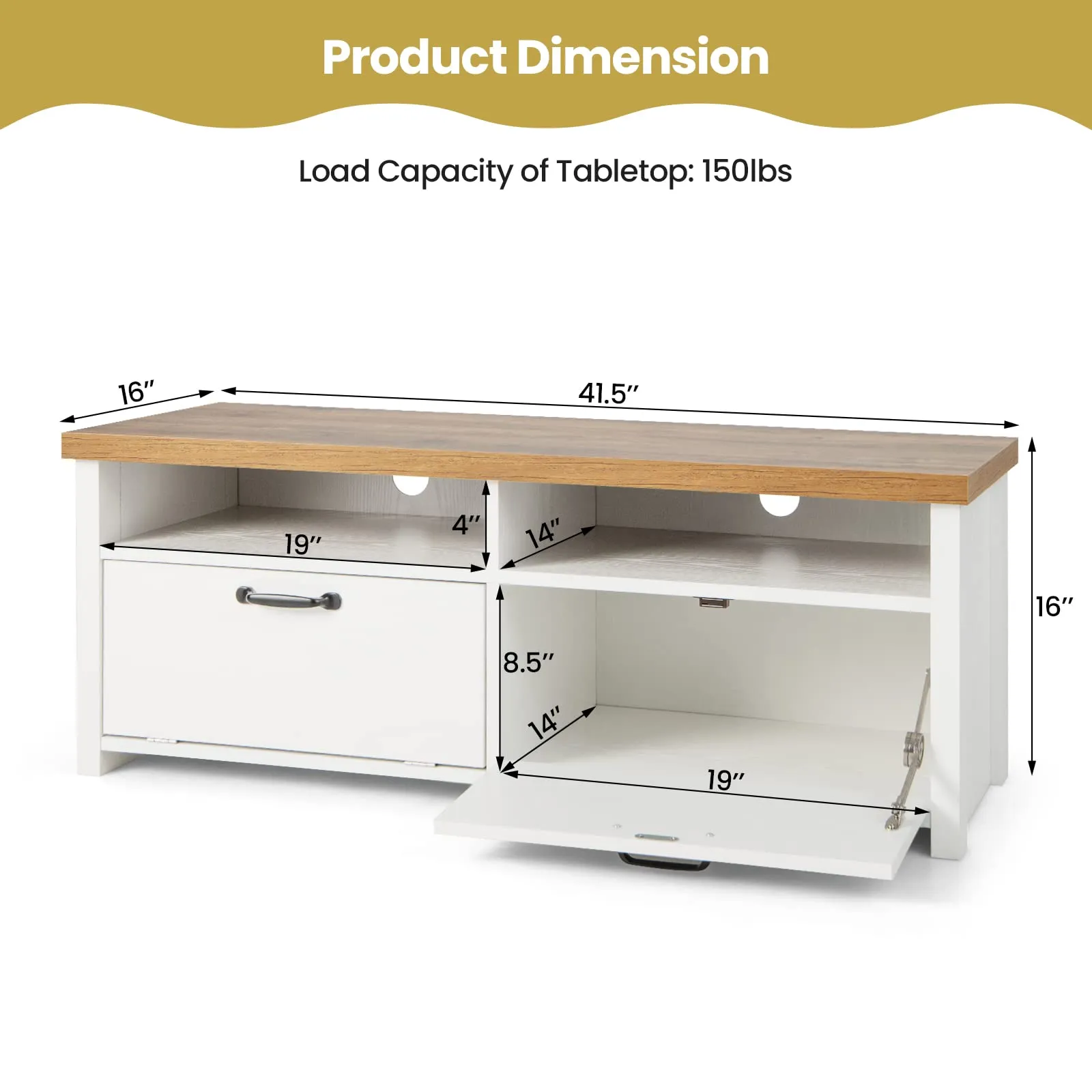 Tangkula TV Stand for 48-Inch TV, Modern TV Console Table with 2 Open Shelves & 2 Enclosed Cabinets