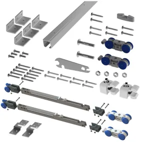 Top Hung Straight Sliding Single Door Kit - Max Weight 100kg - Max Door Width 950mm - 1.8m Track - With Soft Close and Soft Open
