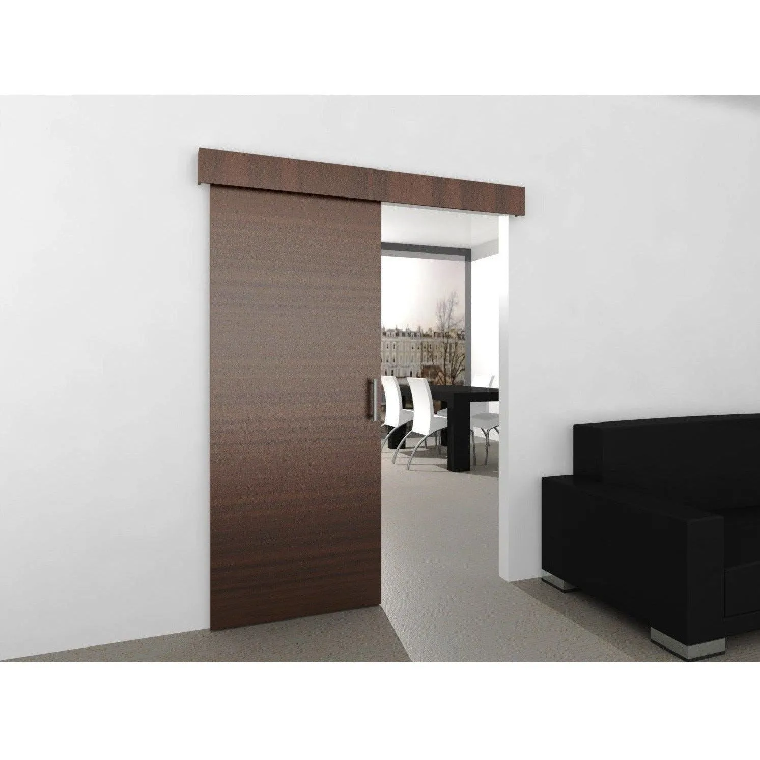Top Hung Straight Sliding Single Door Kit - Max Weight 100kg - Max Door Width 950mm - 1.8m Track - With Soft Close and Soft Open
