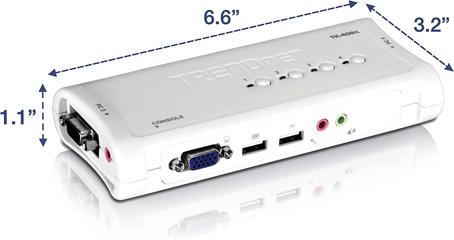 TRENDnet 4-Port USB KVM Switch and Cable Kit with Audio TK-409K