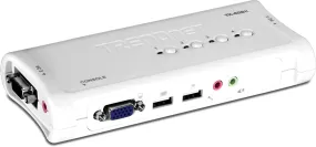 TRENDnet 4-Port USB KVM Switch and Cable Kit with Audio TK-409K