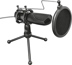 Trust Gaming GXT 232 Mantis USB Streaming Microphone for PC, PS4 & PS5, Includes Shock Mount, Pop Filter, Tripod Stand - Black