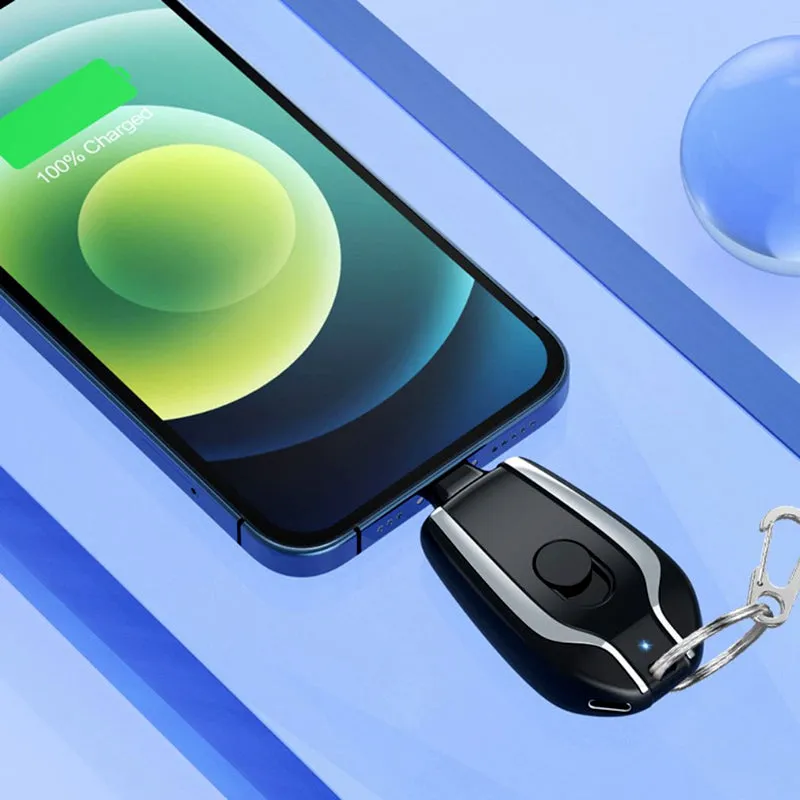 Ultra-Compact Mini Battery Pack: Portable Keychain Charger (1500mAh) for Fast Charging Type-C Devices