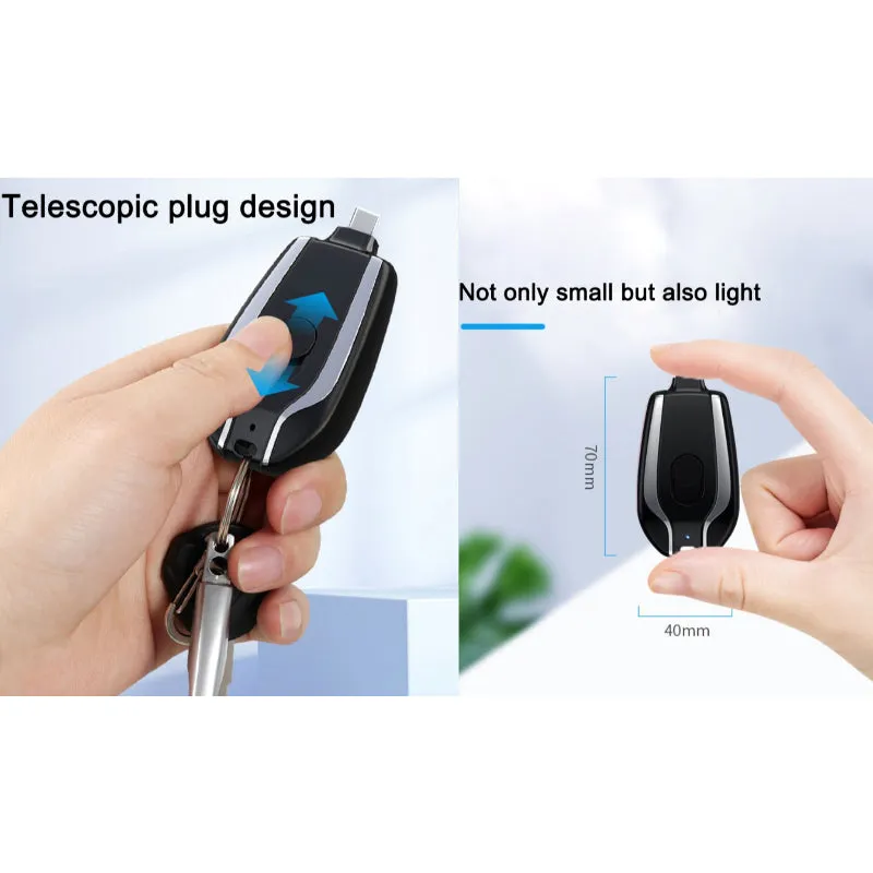 Ultra-Compact Mini Battery Pack: Portable Keychain Charger (1500mAh) for Fast Charging Type-C Devices