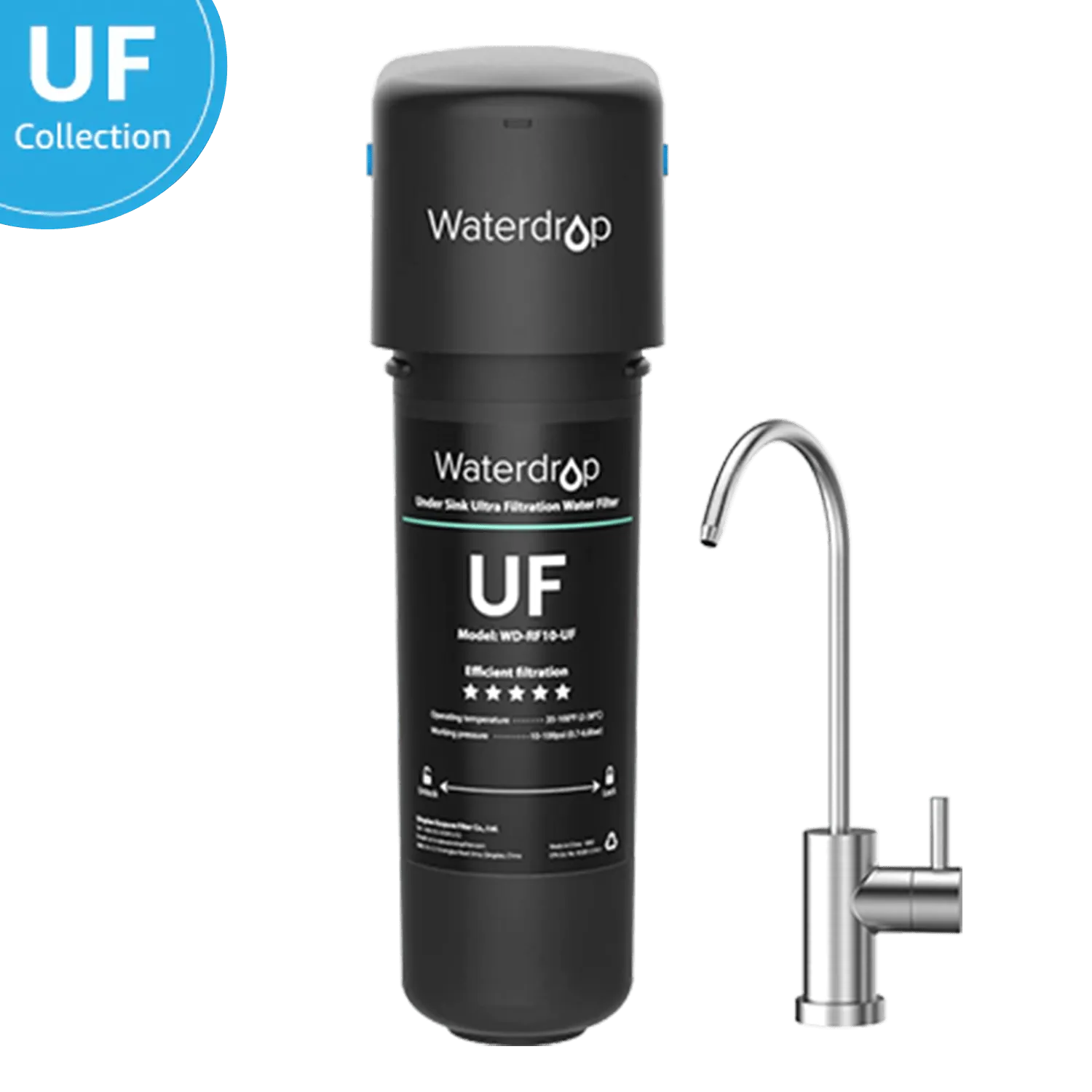 Undersink Ultrafiltration Water Filter System With Dedicated Faucet