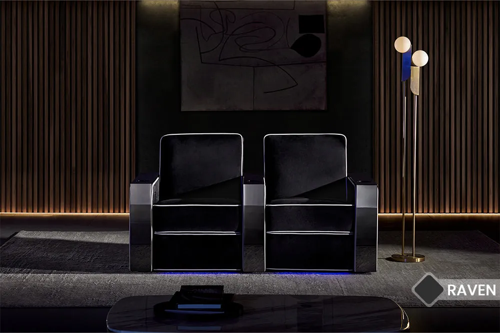 Valencia Naples Elegance Home Theater Seating Row of 2, Raven