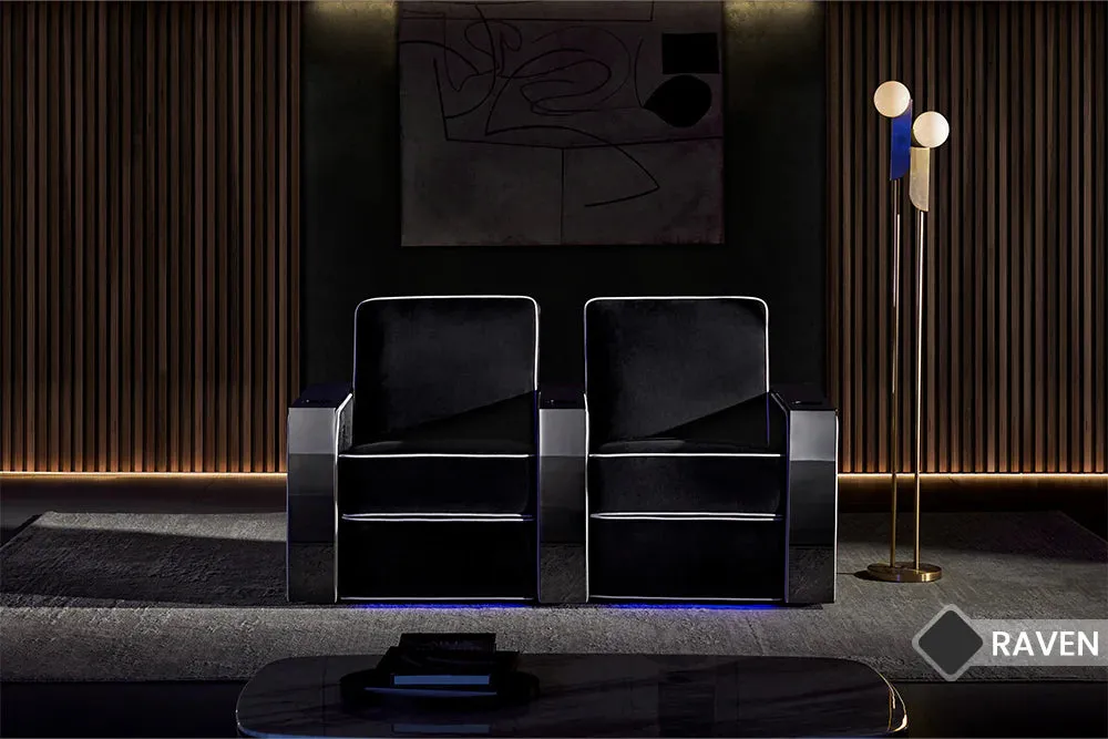 Valencia Naples Elegance Home Theater Seating Row of 4 Loveseat Left, Raven