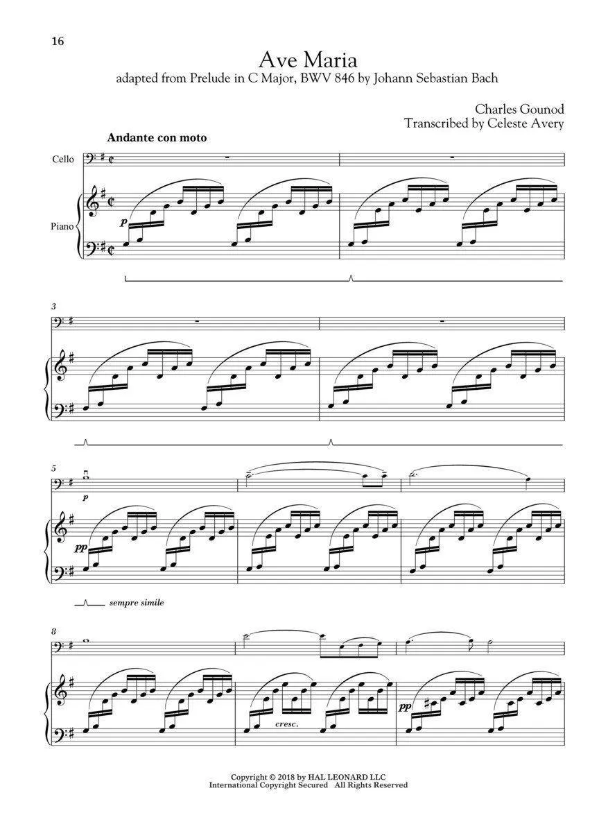 Wedding Music for Classical Players for Cello and Piano with Online Accompaniments