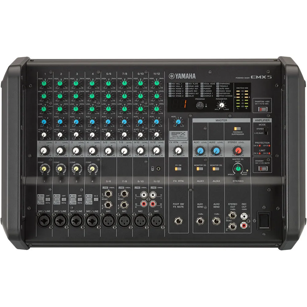 Yamaha EMX5 12-Channel Stereo Powered Mixer Integrated Built-in Amplifier