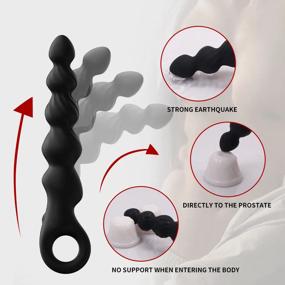 YEAIN Liquid Silicone Vibrating Progressive Anal Beads Ball Prostate Massager