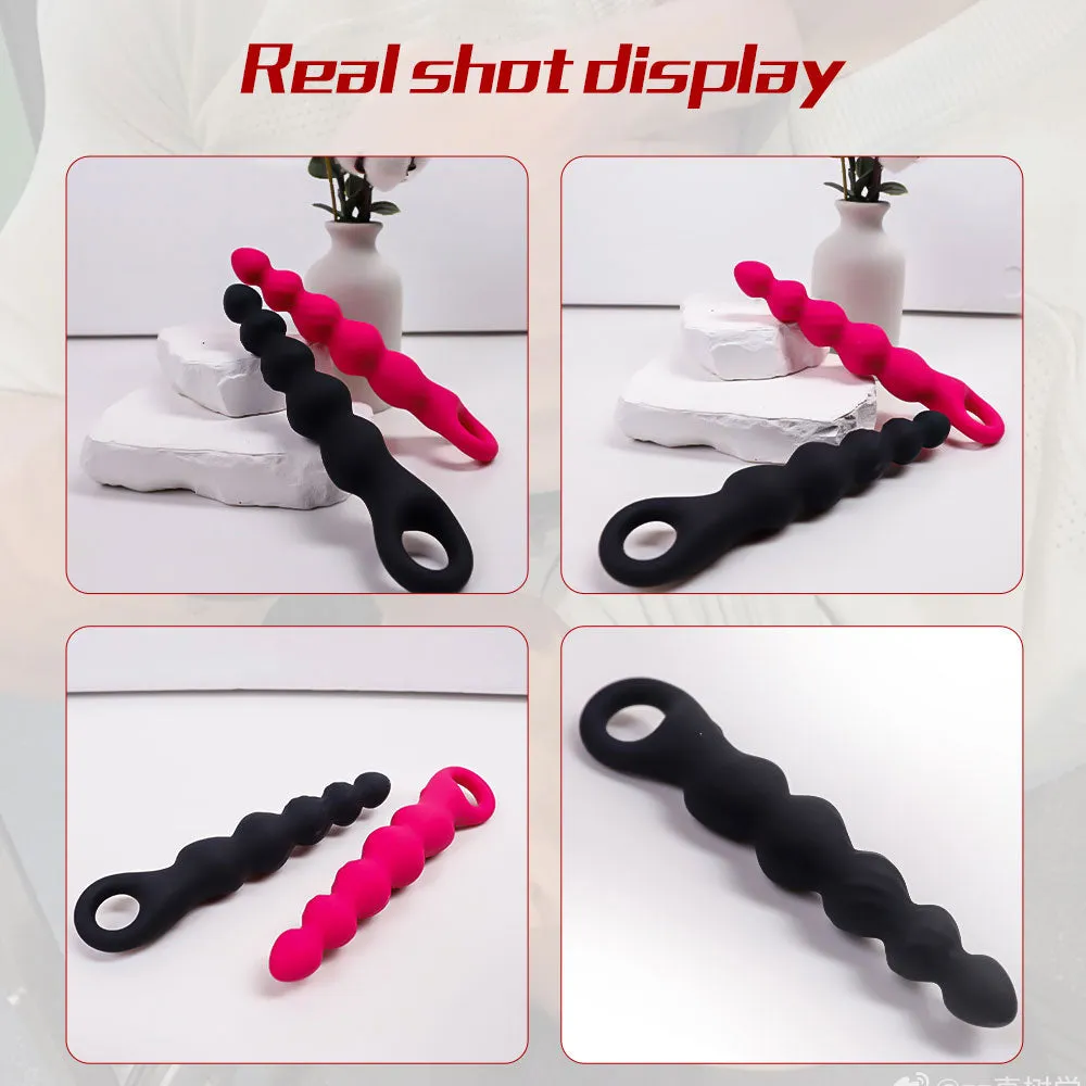 YEAIN Liquid Silicone Vibrating Progressive Anal Beads Ball Prostate Massager