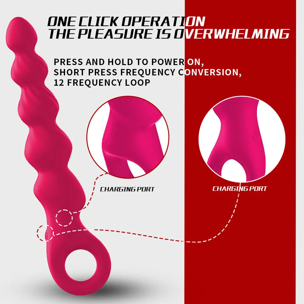 YEAIN Liquid Silicone Vibrating Progressive Anal Beads Ball Prostate Massager